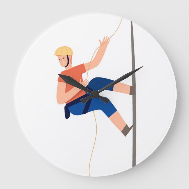 Mountain, Rock Climbing Fun Cartoon Sport Large Clock (Front)