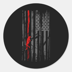 Mountain Rock Climbing Patriotic American Flag Cli Classic Round Sticker