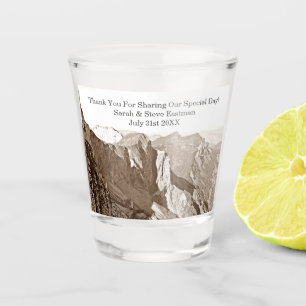 Mountain Rock Climbing Wedding Favor Date Shot Glass