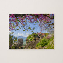 Mountain Rock & Pink Cherry Blossom Jigsaw Puzzle 