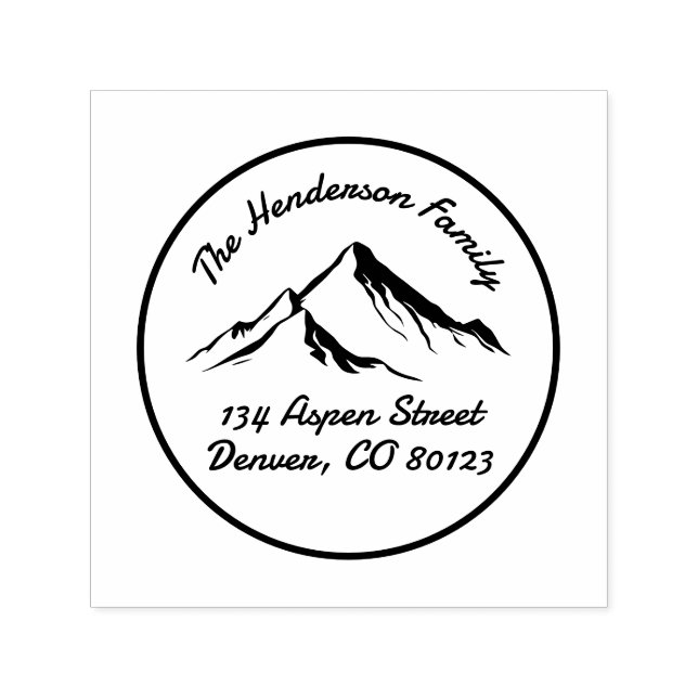 Mountain Round Family Return Address Label Self-inking Stamp (Design)