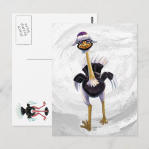 Mountain Running Ostrich Postcard