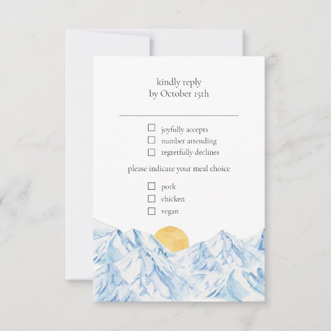 Mountain Rustic Watercolor RSVP Card (Front)