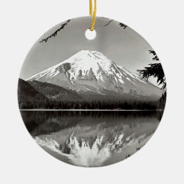 Mountain Saint Helens And Spirit Lake Ceramic Tree Decoration (Front)