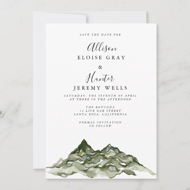 Mountain Save the Date  Invitation (Front)