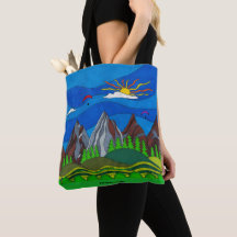 Mountain scene art paragliding bag