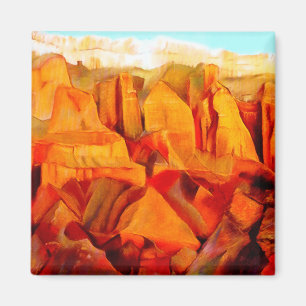 Mountain Scene at Sunset Painting Magnet