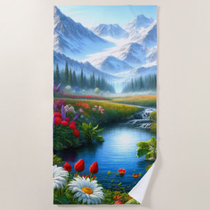 Mountain Scene Beach Towel