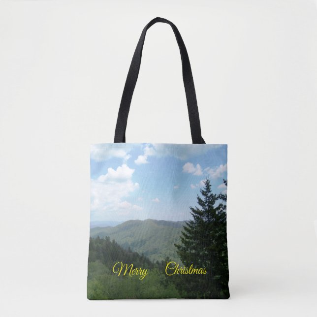 Mountain Scene Christmas Tote Bag (Front)