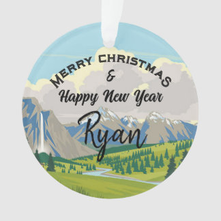 Mountain Scene Country Reversible Add a Name Ornament