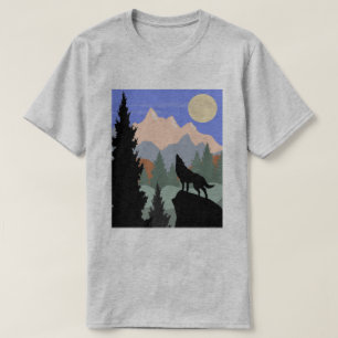 Mountain Scene Howling Wolf T-Shirt