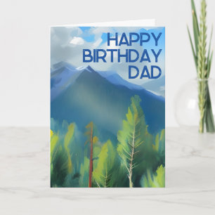 Mountain Scene Painting Happy Birthday Dad Card