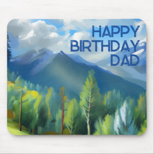Mountain Scene Painting Happy Birthday Dad Mouse Mat
