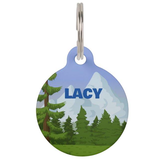 Mountain Scene Round Pet Tag (Front)
