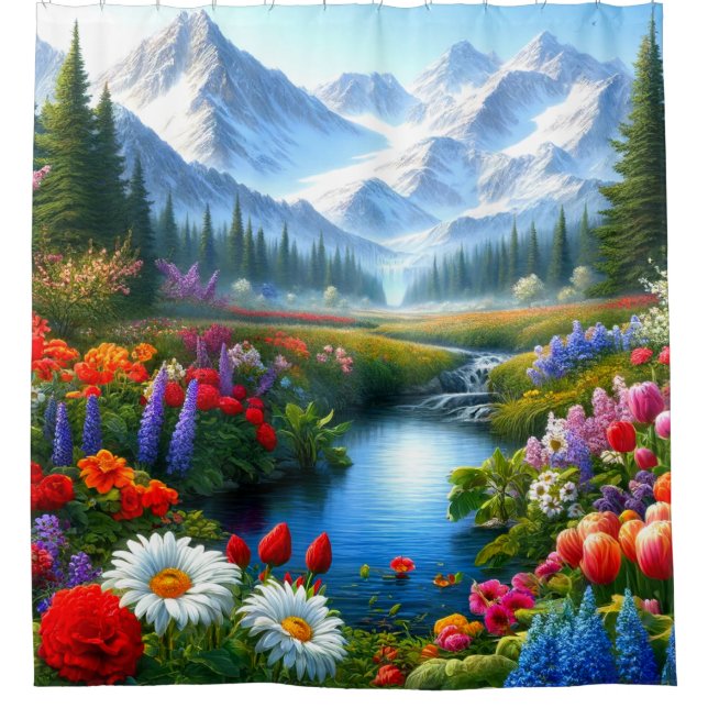 Mountain Scene Shower Curtain (Front)