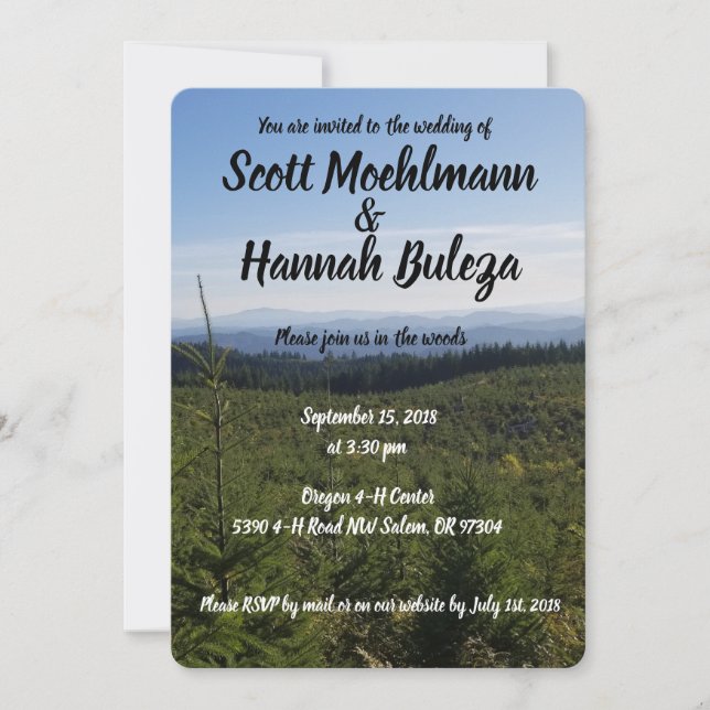 Mountain scene wedding invitation (Front)