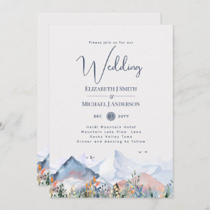 Mountain Scene Winter Wedding Invitation