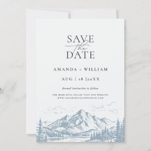 Mountain Scenery Sketch Save The Date Card