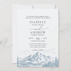 Mountain Scenery Sketch Wedding Invitation
