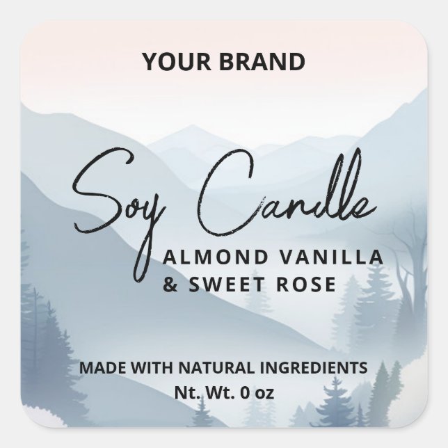 Mountain Scenery Soy Candle Product Labels (Front)