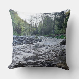 Mountain Scenic Autumn River - Wild Nature Romania Cushion