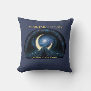 Mountain Serenity Cosmic Meditation, Crescent Moon Cushion