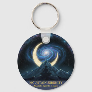 Mountain Serenity Cosmic Meditation, Crescent Moon Key Ring