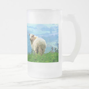 MOUNTAIN SHEEP FROSTED GLASS BEER MUG