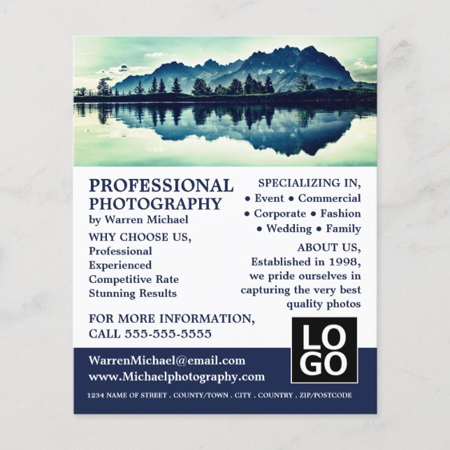 Mountain Shot, Photography, Photographer Hire Flyer (Front)