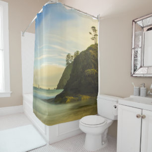 Mountain Side Ocean View Shower Curtain