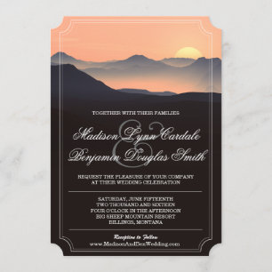 Mountain Silhouette Evening Sunset Wedding Invites