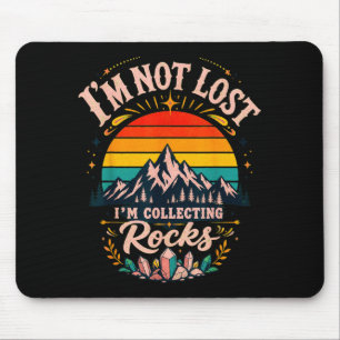 Mountain silhouette retro sunset adventure design mouse mat