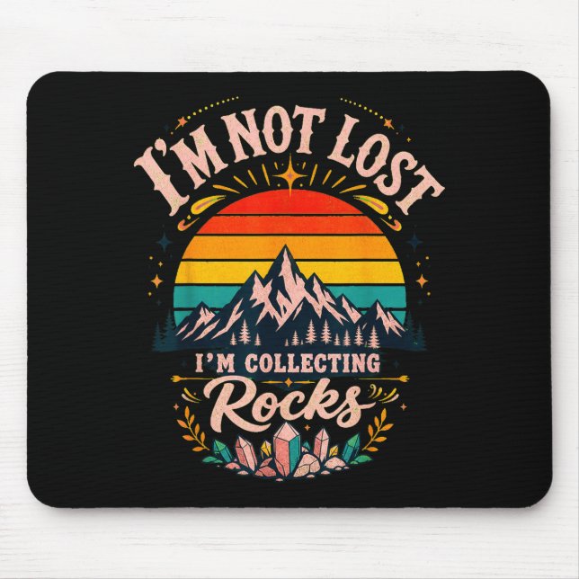 Mountain silhouette retro sunset adventure design  mouse mat (Front)