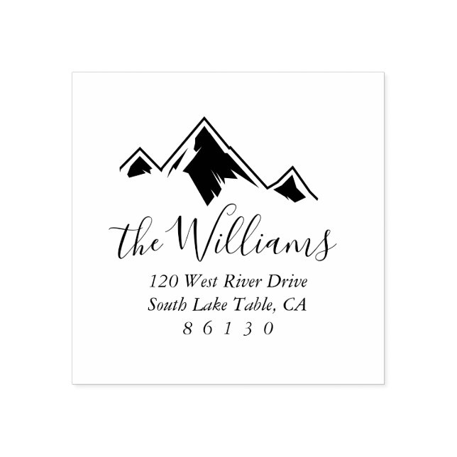 Mountain Sketch New Home Return Address Rubber Stamp (Imprint)
