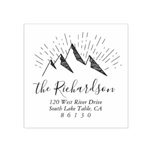 Mountain Sketch Return Address Self-inking Rubber Stamp