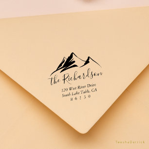 Mountain Sketch Sunrise Return Address Self-inking Rubber Stamp