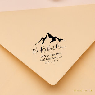 Mountain Sketch Sunrise Return Address Self-inking Rubber Stamp