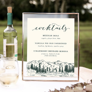 Mountain Sketch Wedding Speciality Cocktails Sign