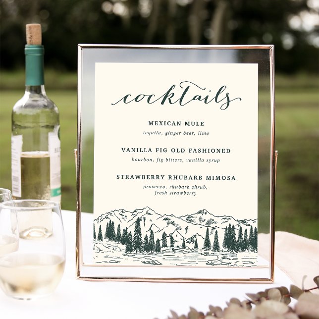 Mountain Sketch Wedding Speciality Cocktails Sign (Creator Uploaded)