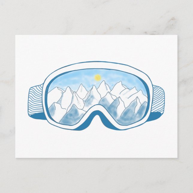 Mountain Ski Goggles   Holiday Postcard (Front)