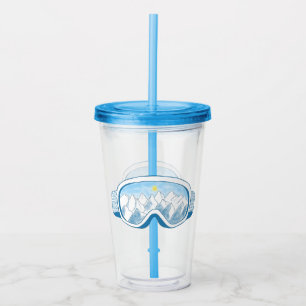 Mountain Ski Goggles Illustration Acrylic Tumbler