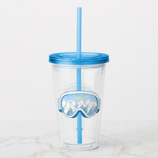 Mountain Ski Goggles Illustration   Acrylic Tumbler (Front)