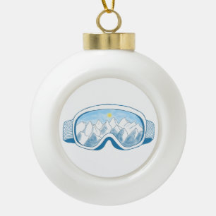 Mountain Ski Goggles Illustration  Ceramic Ball Christmas Ornament