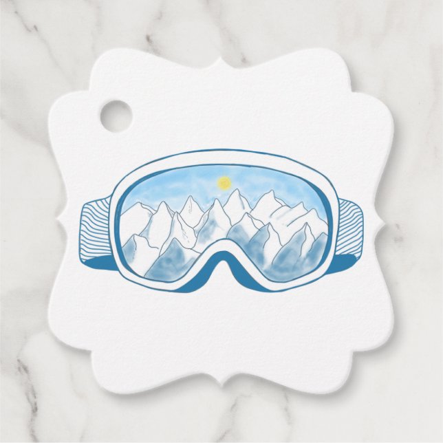 Mountain Ski Goggles Illustration  Favour Tags (Front)