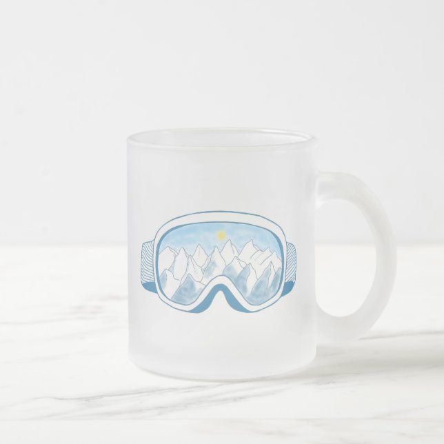 Mountain Ski Goggles Illustration Frosted Glass Coffee Mug (Right)