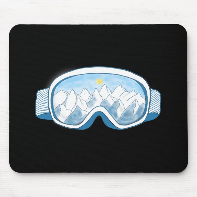 Mountain Ski Goggles Illustration   Mouse Mat (Front)