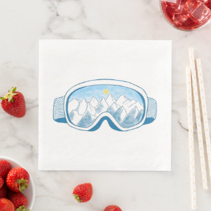 Mountain Ski Goggles Illustration Napkin