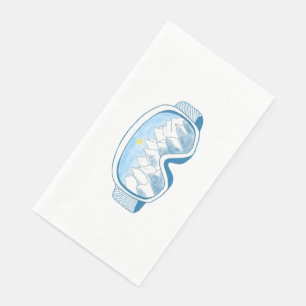 Mountain Ski Goggles Illustration Napkin