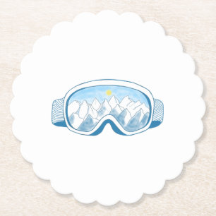 Mountain Ski Goggles Illustration  Paper Coaster