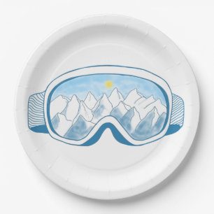 Mountain Ski Goggles Illustration   Paper Plate